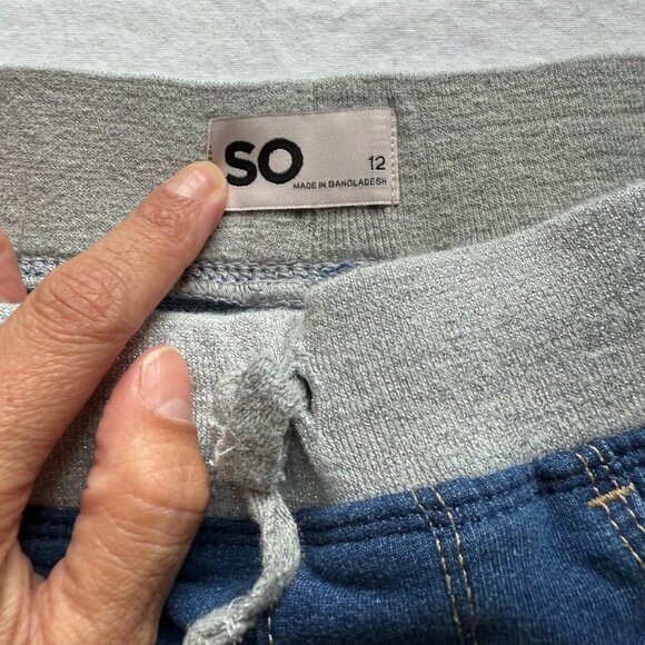 SO Girls Denim Jogger Shorts With Drawstring Waist & Cuffed Hem Size 12 Blue Cot - Picture 7 of 8